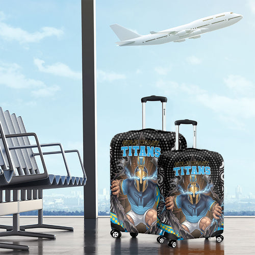 Gold Coast Titans Luggage Cover The Scream of Lightning Eyes - Indigenous Dot Ripping Effect