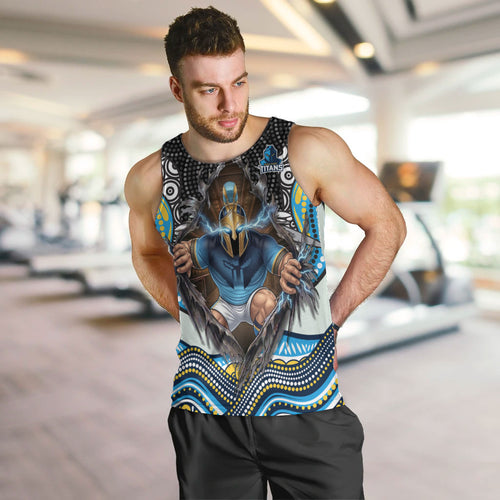 Gold Coast Titans Men Tank Top The Scream of Lightning Eyes - Indigenous Dot Ripping Effect