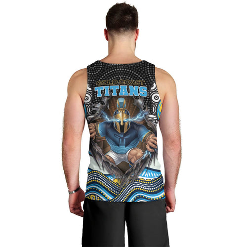 Gold Coast Titans Men Tank Top The Scream of Lightning Eyes - Indigenous Dot Ripping Effect