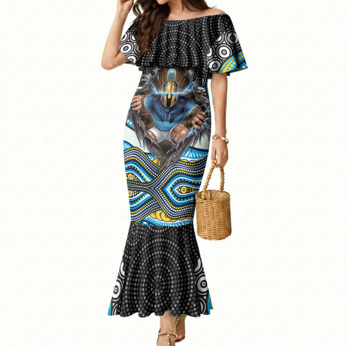 Gold Coast Titans Mermaid Dress The Scream of Lightning Eyes - Indigenous Dot Ripping Effect