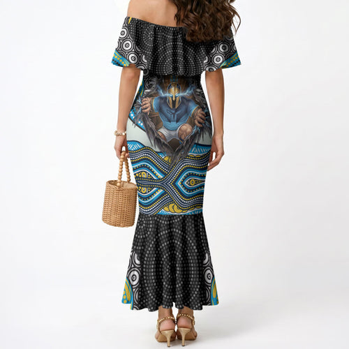 Gold Coast Titans Mermaid Dress The Scream of Lightning Eyes - Indigenous Dot Ripping Effect