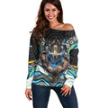 Gold Coast Titans Off Shoulder Sweater The Scream of Lightning Eyes - Indigenous Dot Ripping Effect