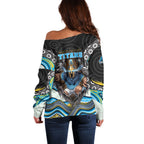 Gold Coast Titans Off Shoulder Sweater The Scream of Lightning Eyes - Indigenous Dot Ripping Effect