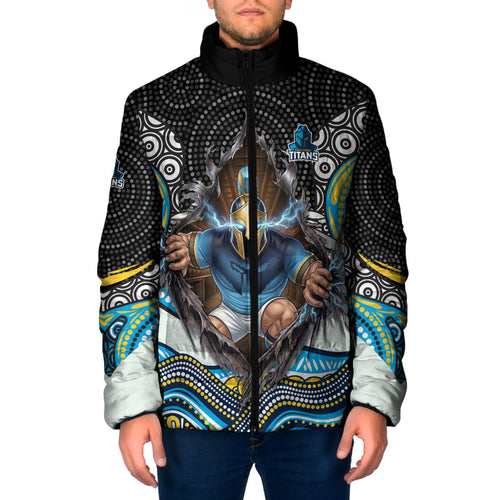 Gold Coast Titans Padded Jacket The Scream of Lightning Eyes - Indigenous Dot Ripping Effect