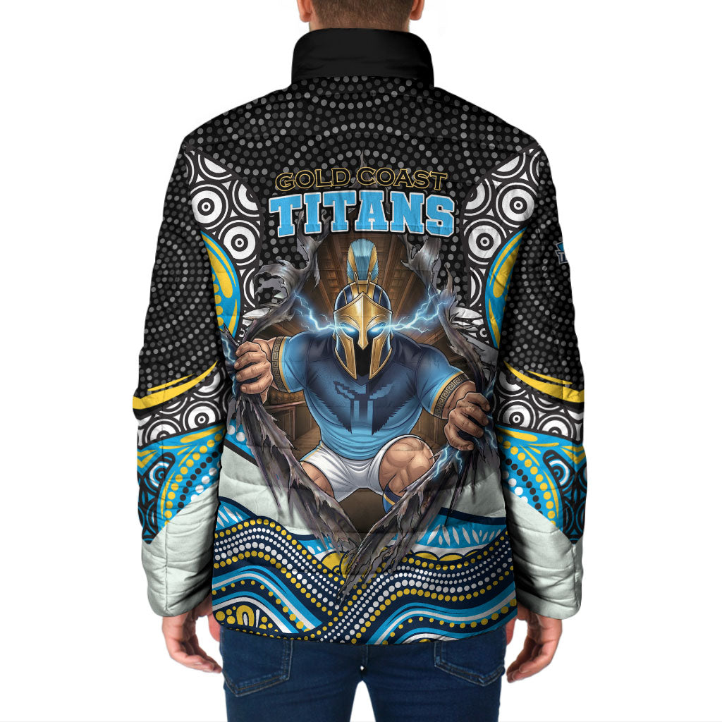 Gold Coast Titans Padded Jacket The Scream of Lightning Eyes - Indigenous Dot Ripping Effect