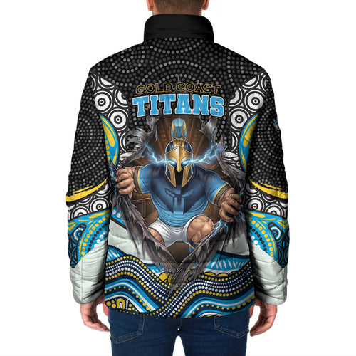Gold Coast Titans Padded Jacket The Scream of Lightning Eyes - Indigenous Dot Ripping Effect
