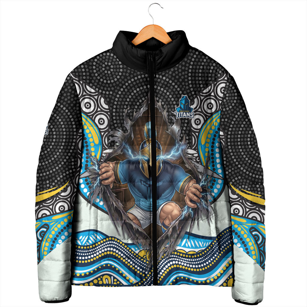 Gold Coast Titans Padded Jacket The Scream of Lightning Eyes - Indigenous Dot Ripping Effect