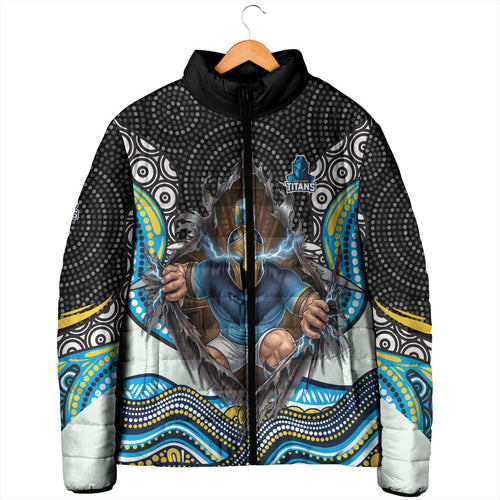 Gold Coast Titans Padded Jacket The Scream of Lightning Eyes - Indigenous Dot Ripping Effect