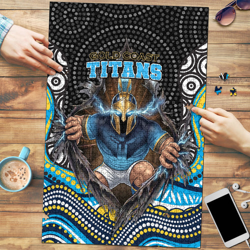 Gold Coast Titans Puzzle The Scream of Lightning Eyes - Indigenous Dot Ripping Effect