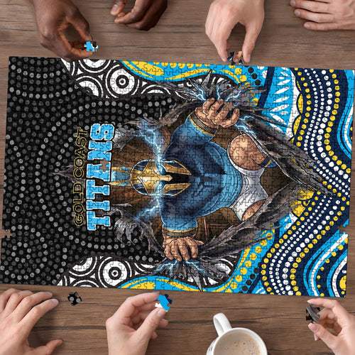 Gold Coast Titans Puzzle The Scream of Lightning Eyes - Indigenous Dot Ripping Effect