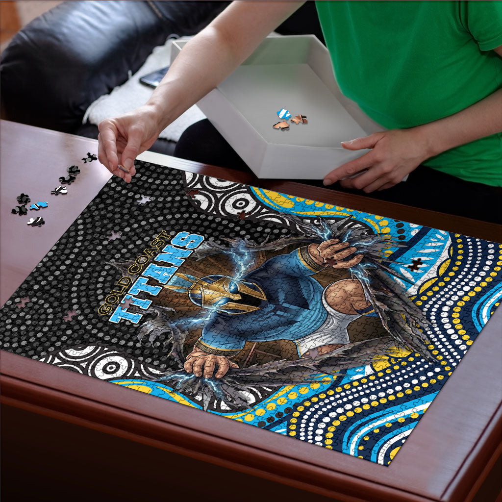 Gold Coast Titans Puzzle The Scream of Lightning Eyes - Indigenous Dot Ripping Effect