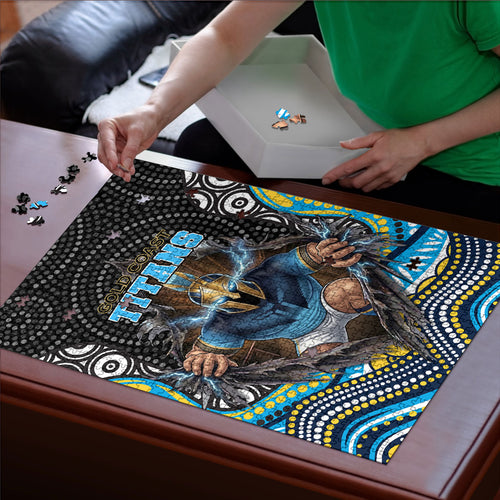 Gold Coast Titans Puzzle The Scream of Lightning Eyes - Indigenous Dot Ripping Effect