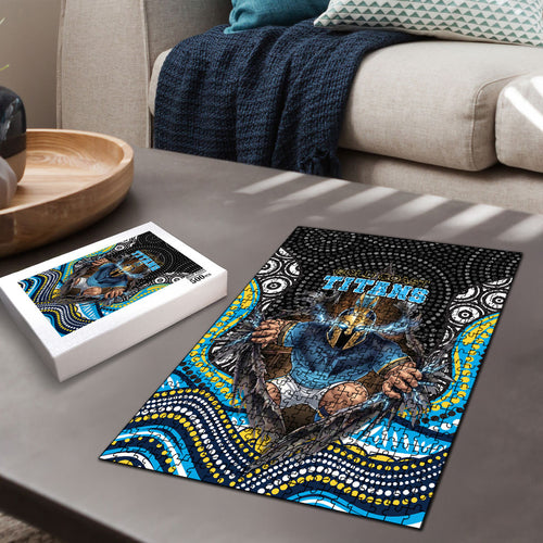 Gold Coast Titans Puzzle The Scream of Lightning Eyes - Indigenous Dot Ripping Effect