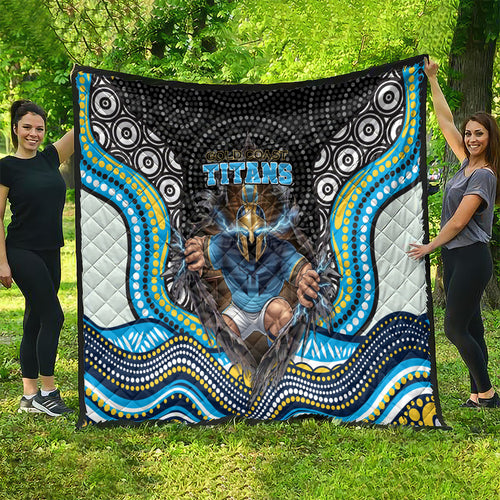 Gold Coast Titans Quilt The Scream of Lightning Eyes - Indigenous Dot Ripping Effect