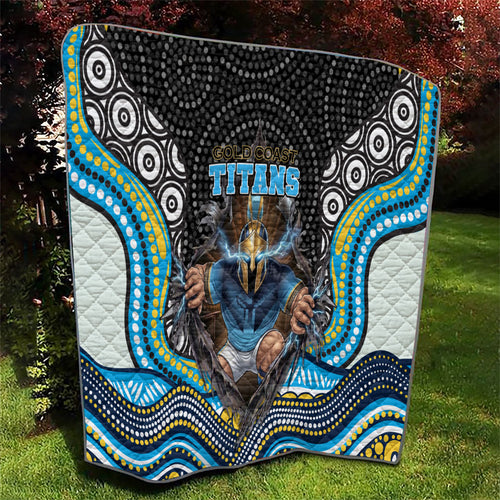 Gold Coast Titans Quilt The Scream of Lightning Eyes - Indigenous Dot Ripping Effect