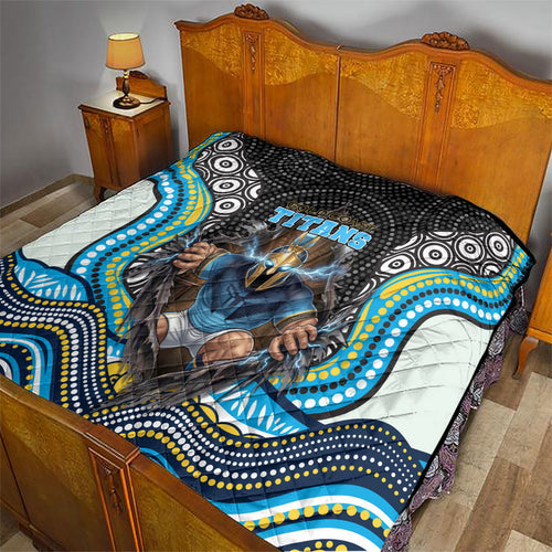 Gold Coast Titans Quilt The Scream of Lightning Eyes - Indigenous Dot Ripping Effect