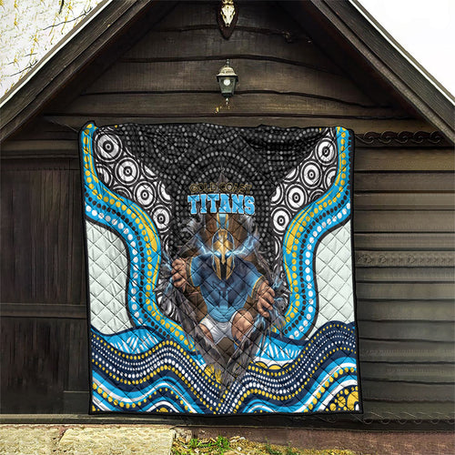 Gold Coast Titans Quilt The Scream of Lightning Eyes - Indigenous Dot Ripping Effect