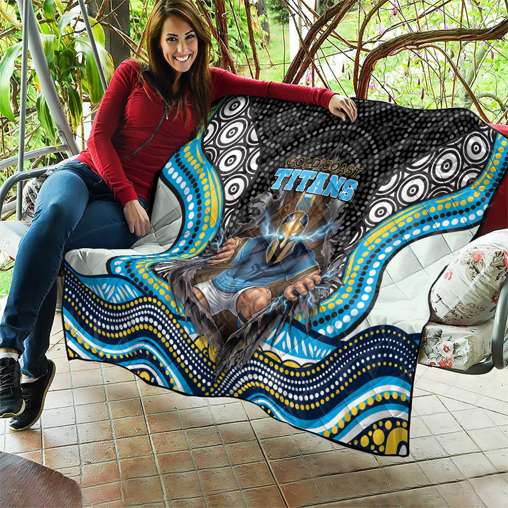 Gold Coast Titans Quilt The Scream of Lightning Eyes - Indigenous Dot Ripping Effect