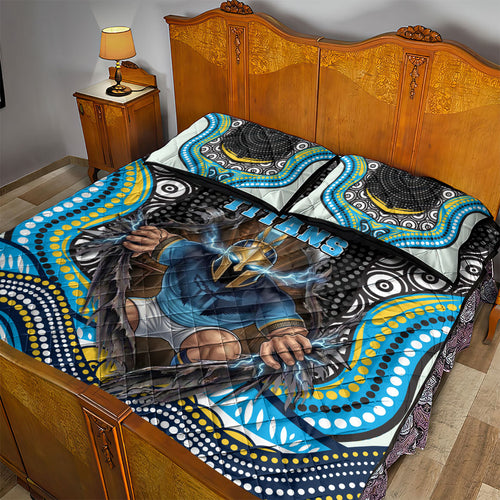 Gold Coast Titans Quilt Bed Set The Scream of Lightning Eyes - Indigenous Dot Ripping Effect