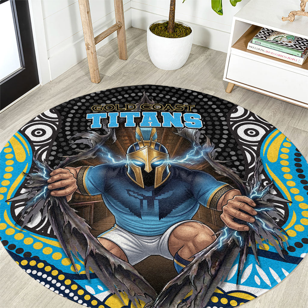 Gold Coast Titans Round Carpet The Scream of Lightning Eyes - Indigenous Dot Ripping Effect