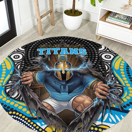 Gold Coast Titans Round Carpet The Scream of Lightning Eyes - Indigenous Dot Ripping Effect