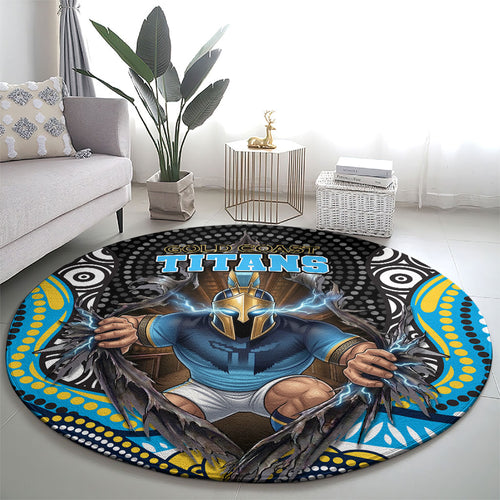 Gold Coast Titans Round Carpet The Scream of Lightning Eyes - Indigenous Dot Ripping Effect