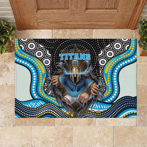 Gold Coast Titans Rubber Doormat The Scream of Lightning Eyes - Indigenous Dot Ripping Effect