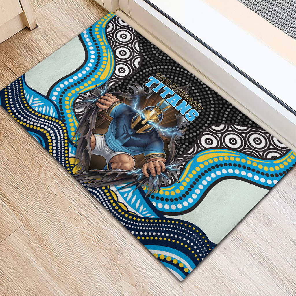 Gold Coast Titans Rubber Doormat The Scream of Lightning Eyes - Indigenous Dot Ripping Effect