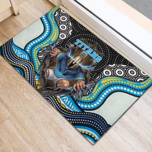 Gold Coast Titans Rubber Doormat The Scream of Lightning Eyes - Indigenous Dot Ripping Effect