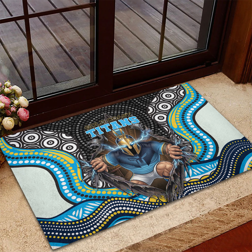 Gold Coast Titans Rubber Doormat The Scream of Lightning Eyes - Indigenous Dot Ripping Effect