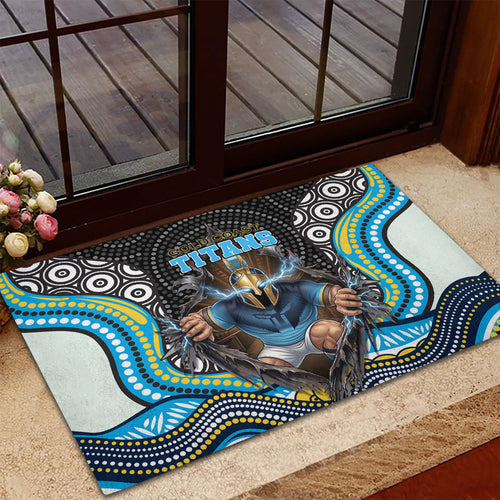 Gold Coast Titans Rubber Doormat The Scream of Lightning Eyes - Indigenous Dot Ripping Effect