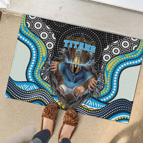 Gold Coast Titans Rubber Doormat The Scream of Lightning Eyes - Indigenous Dot Ripping Effect