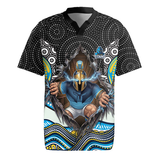 Gold Coast Titans Rugby Jersey The Scream of Lightning Eyes - Indigenous Dot Ripping Effect