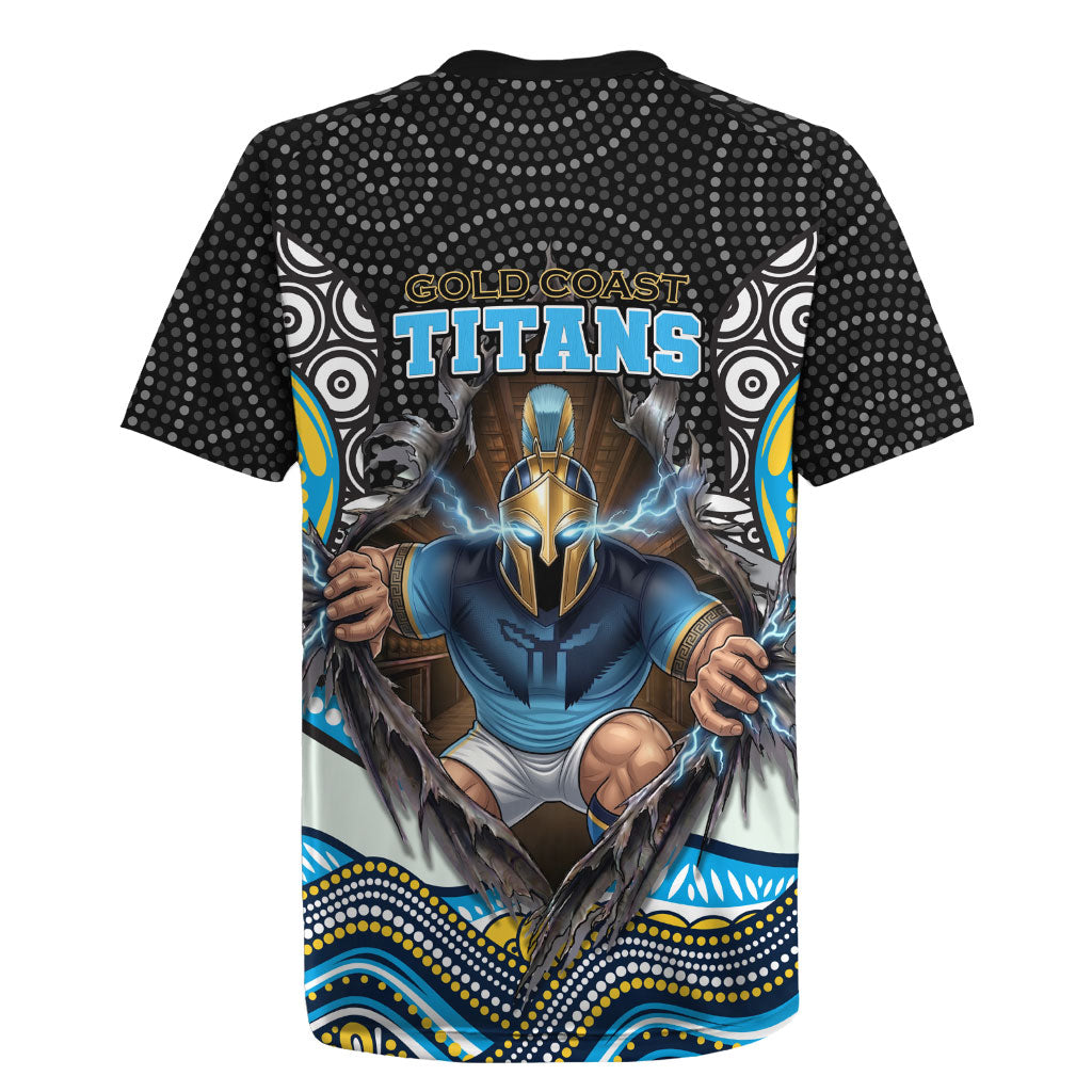 Gold Coast Titans Rugby Jersey The Scream of Lightning Eyes - Indigenous Dot Ripping Effect