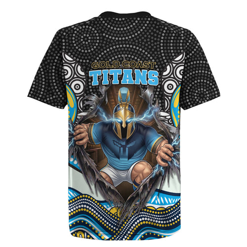 Gold Coast Titans Rugby Jersey The Scream of Lightning Eyes - Indigenous Dot Ripping Effect