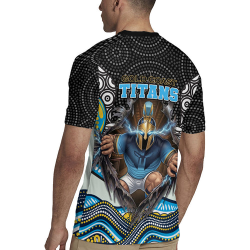 Gold Coast Titans Rugby Jersey The Scream of Lightning Eyes - Indigenous Dot Ripping Effect