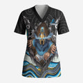 Gold Coast Titans Scrub Top The Scream of Lightning Eyes - Indigenous Dot Ripping Effect