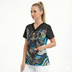 Gold Coast Titans Scrub Top The Scream of Lightning Eyes - Indigenous Dot Ripping Effect