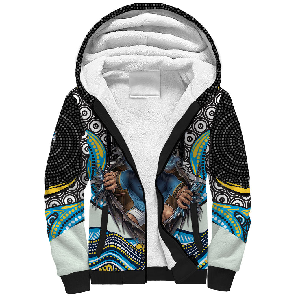 Gold Coast Titans Sherpa Hoodie The Scream of Lightning Eyes - Indigenous Dot Ripping Effect