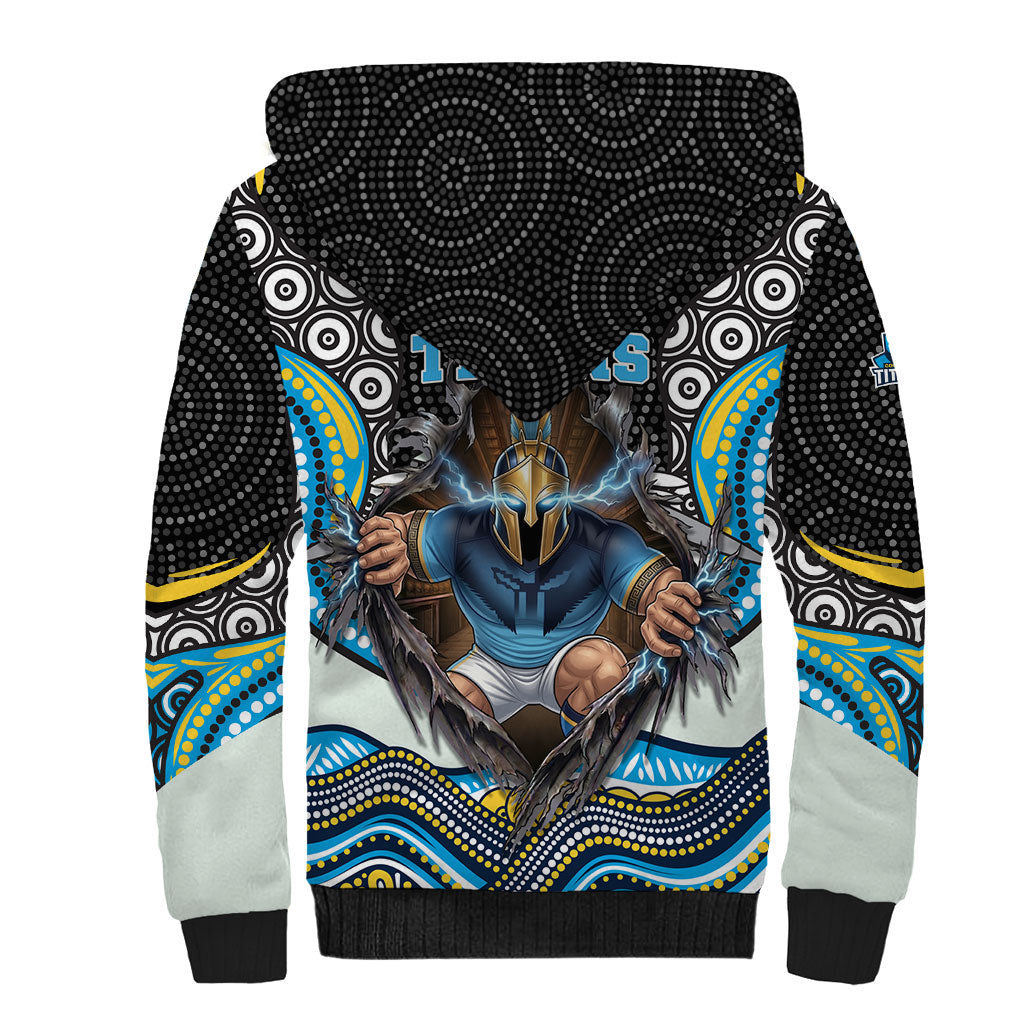 Gold Coast Titans Sherpa Hoodie The Scream of Lightning Eyes - Indigenous Dot Ripping Effect