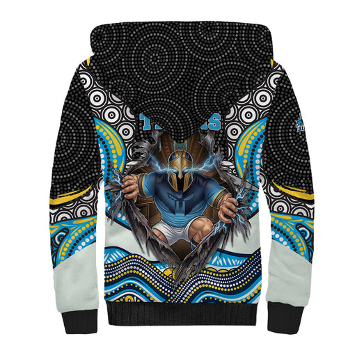 Gold Coast Titans Sherpa Hoodie The Scream of Lightning Eyes - Indigenous Dot Ripping Effect