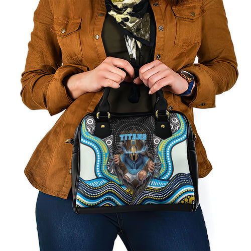 Gold Coast Titans Shoulder Handbag The Scream of Lightning Eyes - Indigenous Dot Ripping Effect