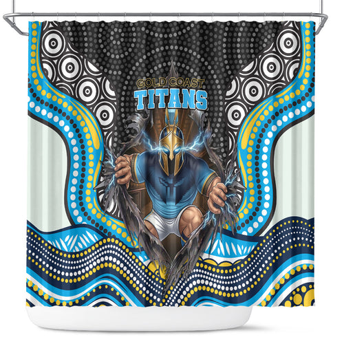 Gold Coast Titans Shower Curtain The Scream of Lightning Eyes - Indigenous Dot Ripping Effect