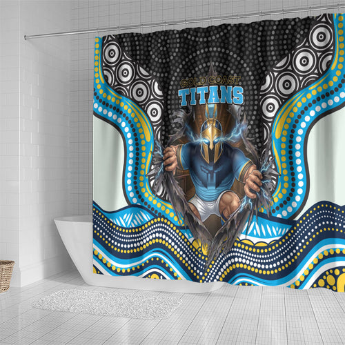 Gold Coast Titans Shower Curtain The Scream of Lightning Eyes - Indigenous Dot Ripping Effect