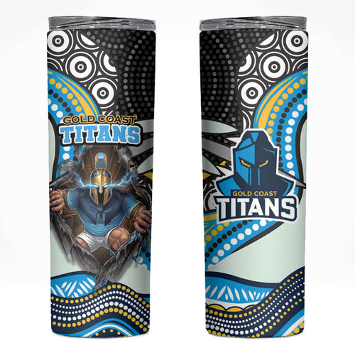 Gold Coast Titans Skinny Tumbler The Scream of Lightning Eyes - Indigenous Dot Ripping Effect