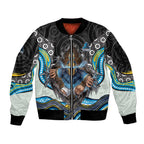 Gold Coast Titans Sleeve Zip Bomber Jacket The Scream of Lightning Eyes - Indigenous Dot Ripping Effect