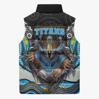 Gold Coast Titans Sleeveless Puffer Jacket The Scream of Lightning Eyes - Indigenous Dot Ripping Effect