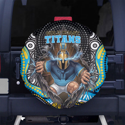 Gold Coast Titans Spare Tire Cover The Scream of Lightning Eyes - Indigenous Dot Ripping Effect