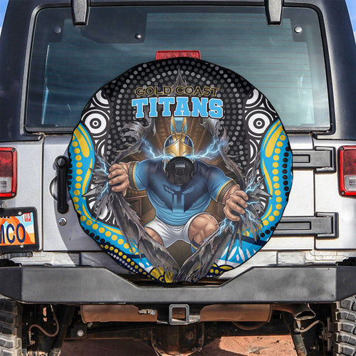Gold Coast Titans Spare Tire Cover The Scream of Lightning Eyes - Indigenous Dot Ripping Effect