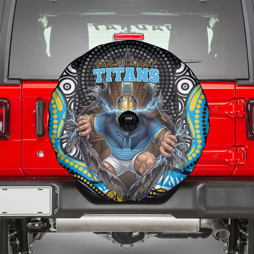 Gold Coast Titans Spare Tire Cover The Scream of Lightning Eyes - Indigenous Dot Ripping Effect